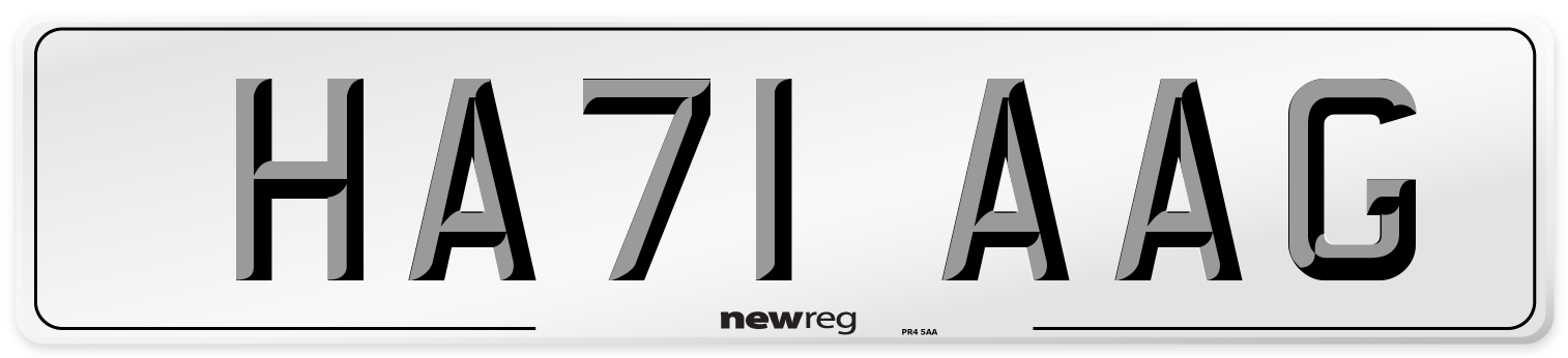 HA71 AAG Number Plate from New Reg